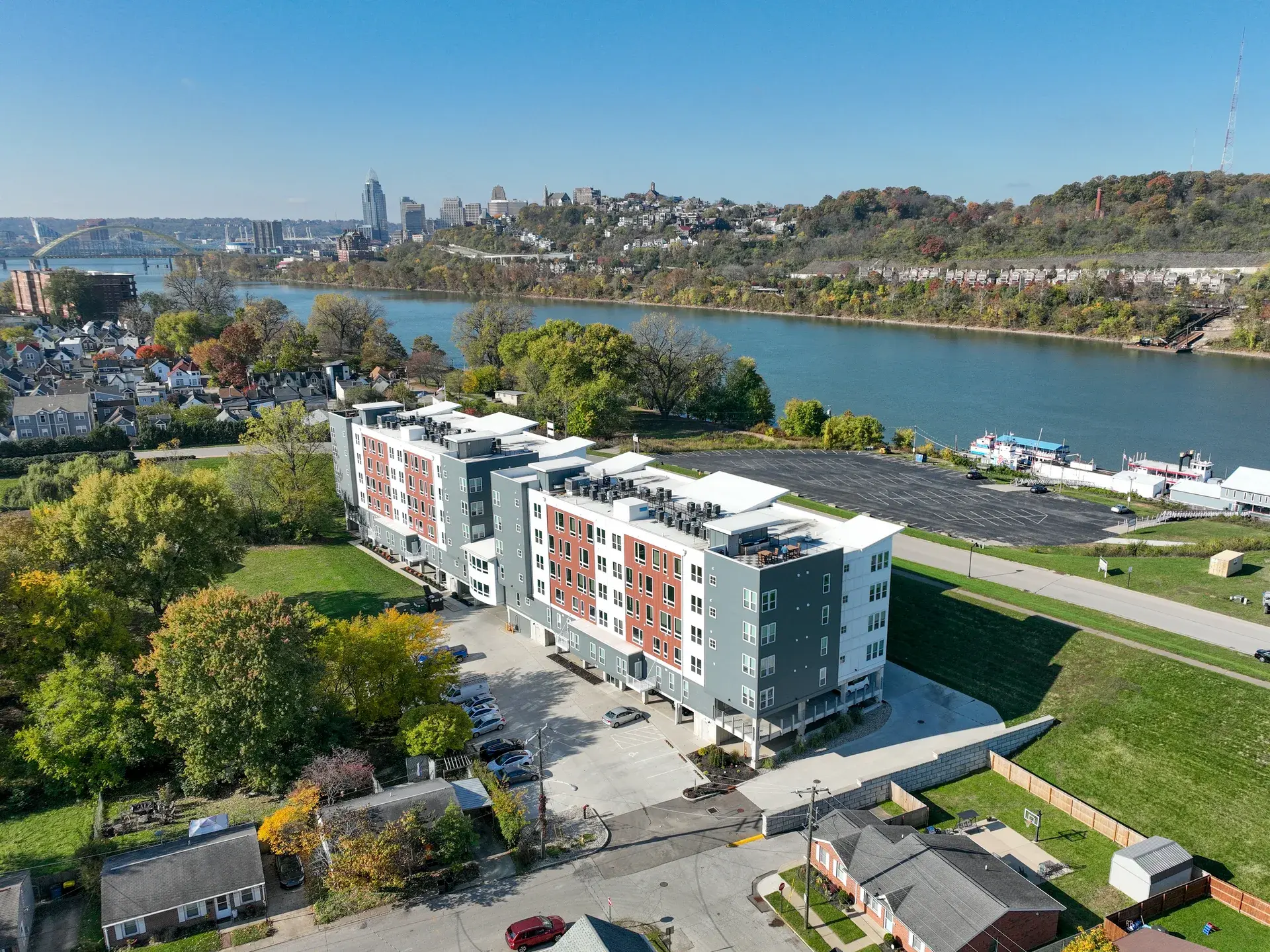 Manhattan Harbour riverfront aerial
